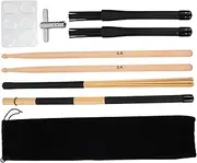 JOINPAYA 1 Set Drum Kit Accessories with Wood Drumsticks Drum Brushes Tuning Key Storage Bag for Beginners Students and Musicians