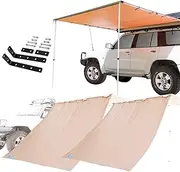 Adventure Kings Car Side Awning 2.5m x 2.5m + Mounting Brackets + 2X Side Wall