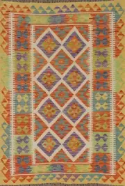 Tribal Traditional Hand-woven Geometric Kilim Reversible Wool Rug 4x6 Carpet