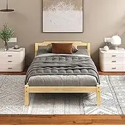 ALFORDSON Bed Frame King Single Wooden Bed Base with Solid Wood Pine Timber Slats, Mattress Base Platform Support, Oak Bed Foundation with Storage Space, Beatrix Series Home Bedroom Furniture