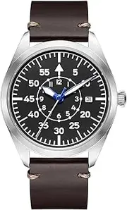 [Boyarca] Pilot Watch Aviator Mechanical Automatic Watches Flieger Diving Wrist Watch Mechanical Timepieces Reloj Piloto Aviador with Luminous Waterproof Date, Black