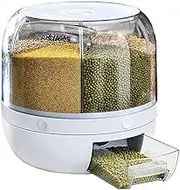 RTM RANDY & TRAVIS MACHINERY Rotating Dry Food Box - 10kg Rice Storage Cereal Dispenser - Rectangular, Minimalist Style - 27 x 24 cm