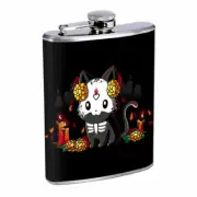 Dia De Los Gatos Em1 Flask 8oz Stainless Steel Hip Drinking Whiskey