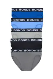 [Bonds] Bonds Men's Hipster Brief 5 Pack in Palais Blue/Fire Engine/New Grey Marle Size: 2XL 2XL Palais Blue/Fire Engine/New Grey Marle