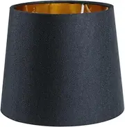 Sinta 7 Inch Modern Tapered Lampshade Replacement Black Fabric Simple Style Light Shade with Gold Lining for E27/E14 Table Lamp/Wall Light