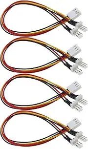 ECSiNG 4PCS PC Case Fan Motherboard Extension Cable 2 x 3-Pin Male to 3-Pin Female Fan Splitter Cable Lead 22cm Computer Accessories