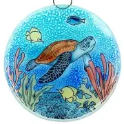 sSea Turtle Christmas Tree Ornament - Art Glass Light Catcher Sea Ocean