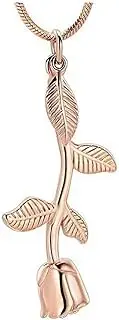 BIAIHQIE Cremation Jewelry for Ashes Stainless Steel Rose Flower Memorial Urn Necklace for Loved One's Keepsake Urn Pendant Gift-Rose Gold