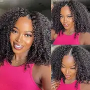 Domiso Curly Wig V Part Human Hair Enhancement U Part Human Hair Wigs Human Hair Wigs For Black Women V Shape Wigs Glueless Pe