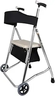 Walker, Folding Walker, Aluminum Lightweight Foldable Walking Walker, Rollator, Walker with Wheel for Seniors, Height Adjustable, Ergonomics Little Surprise