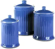 Simsbury Ceramic Canister Set of 3 in Blue by Omni Housewares