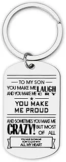 [Ancnoz] To My Son Keychain Gifts from Mom Dad Engraved Sentimental Sons Christmas Birthday Gift from Parents I Love My Son Key Chain for Teen Boy Bday Xmas Graduation Presents for Stepson from Stepmom Stepdad