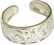 [TOE RINGS & THINGS] Toe Ring | Hawaiian Leilani .925 Sterling Silver Ring | 6mm Comfort Fit Adjustable Toe Ring | Unisex Men and Women, Metal, No Gemstone