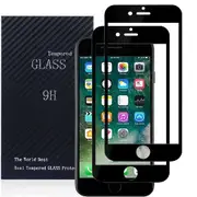 (2 Pack) Apple iPhone 7 / 8 Screen Protector Full Coverage Tempered Glass Case Friendly Screen Protector - Black