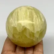 1.11 lbs,2.7"(69mm) Lemon Calcite Sphere Gemstone,Healing Crystal,B26047