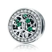 Silver plating Tree of Life Beads Green Charm Fit Women Bracelets DIY Jewelry Gift