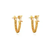 Culturesse Archer Modern Loop Chain Earrings Sterling Silver 18K Gold Plating