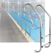 2 Steps Swimming Pool Ladder, Swimming Pool Stairs,Entry and Exit,Stainless Steel Pedal Step for Water Park Outdoor(Drilling,2-Steps1.0mm)