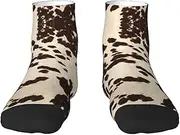 [JBYJBX] Brown Cowhide Print Adult Socks Womens Mens Workout Thermal Cozy All-Season Gift Holiday Articles Use