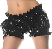 [DAIJES] Black Latex Bloomers Boxer Shorts with Loosely Smocking Rubber Underpants