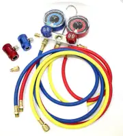 Auto R1234yf Refrigerant Manifold Gauge Hoses Kit Charging Service Diagnostic AC