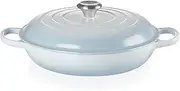 [Le Creuset] Signature Enamelled Cast Iron Shallow Casserole Dish With Lid, 30 cm, 3.2 Litres, Coastal Blue, 211803042