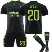Beakey Real Madrid Second Away Jersey 2022-23 VINI JR. #20 Soccer Jersey Kids Adult 3-Pieces Jersey Kits