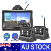 Wireless 5" Monitor 2x Reversing Camera 9600mA Battery Magnetic Base For Trailer