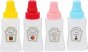 Alipis Mini Condiment Bottles 4pcs Ketchup Bottles Squeeze Mechanism Portable Mini Sauce Containers for Bbq Lunch Box