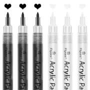 Acrylic Paint Pens,6 Pack Black White Paint Markers, Paint Pens for Rock Painting Stone Ceramic Glass Wood Plastic Metal black white