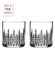 Waterford Lismore Connoisseur Diamond Straight Sided Tumbler 7oz Set Of 2 with $14 Credit