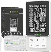 Caremax 2.0 Pro MicroCurrent TENS Machine & EMS & Massage & DIY 120mA Output 4 in 1 Dual Channel Rechargeable Electronic Combo Pulse Unit Muscle Stimulator TVNS CES with 65 Customisable Programs for Natural Pain Relief