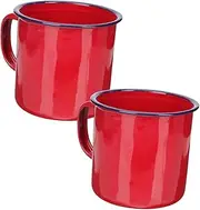 LALADEFIEE 2pcs Enamel Mug Heat Resistant Camping Coffee Cup Lightweight Reusable Tea Beverage Container for Home Travel Office Parties