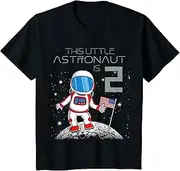 [X.Style] Kids 2nd Birthday Astronaut Shirt Boys 2 Year Old Space Geek ds760 T-Shirt (S) Black