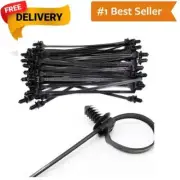 Push Mount Zip Ties, 8 inch Cable Zip Tie Black Wire Tie with Push Pin Fir