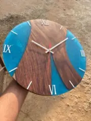 Beautiful Home Decor Design Wall Clock Epoxy Resin & Acacia Wood Clock