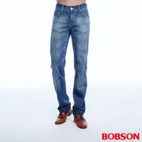 在飛比找momo購物網優惠-【BOBSON】男款貓鬚刷白直筒褲(藍1785-53)