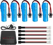 High-Speed Rock Climbing Drift Remote Control Car 3.7V 1200mAh Lithium Battery with 5 in 1 Charger for DE45 DE42 DE58 DE57 JSD-999L Off-Road Vehicle Four-Wheel Drive Toy Car Rechargeable Battery