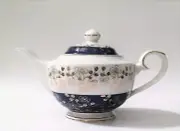 NEW GRACE'S TEAWARE WHITE+ROYAL BLUE+METALLIC GOLD FLORAL TEA,COFFEE POT,TEAPOT