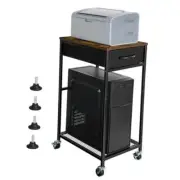 Computer Tower Stand PC Tower Stand with Storage Drawer Mobile Rustic Brown