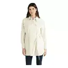 NVLT Vegan Leather Belted Shacket Jacket Ivory Snap Front Long Line S