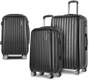 Carry on Luggage 3 Prices Luggage Set Lightweight Suitcase Travel Hard Case-Blac