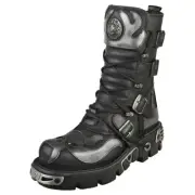 New Rock Boot Metallic M-107-s2 Unisex Black Platform Boots - 9.5 US