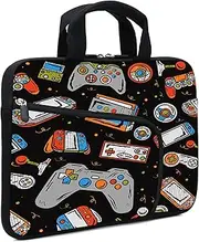 XMBFZ Laptop Sleeve 14 15 15.4 15.6 Chromebook Case Ultrabook Case Notebook Sleeve PC Messenger Bag Tablet Case Neoprene Handle Sleeve for Kids Men Women, Two Pockets for Men (Games-1)