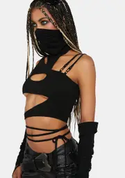 [DARKER WAVS] Compression Strappy Top & Gloves Set