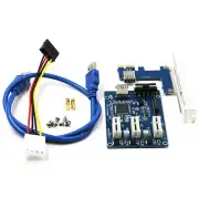 PCI-E 1X Expansion Kit 1 to 3 Ports Switch Multiplier Hub Riser Card USB 3.0