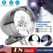 Classical Silver Vintage LED Bike Headlight Bicycle Retro Light Front Head Lamp