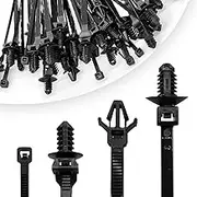 120pcs Universal Nylon Push Mount Cable Zip Tie, Nylon Self Locking Cable Strap Compatible with Cars Boat Trailer Polaris UTV Side By Side Jeep Wrangler Engine Bay Wire Harness Restraint Ties