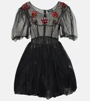 [Simone Rocha] Simone Rocha Embellished tulle minidress AU 6 black