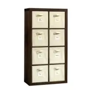 Sauder Stow-away Engineered Wood 8-Fabric Cube Storage in Smoked Oak